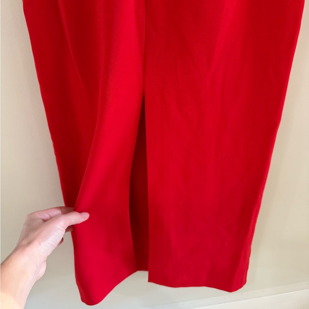 Self-Portrait Off Shoulder Ruched Sheath Midi Dress - Red - Size 0 - Picture 11 of 12